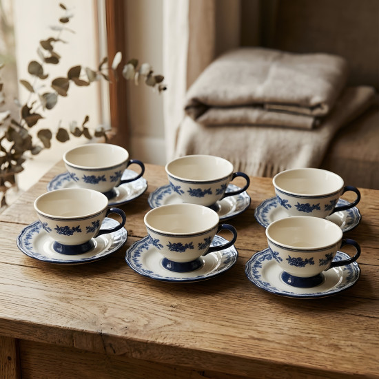 Tea Cup and Saucer Set - 6 Pcs